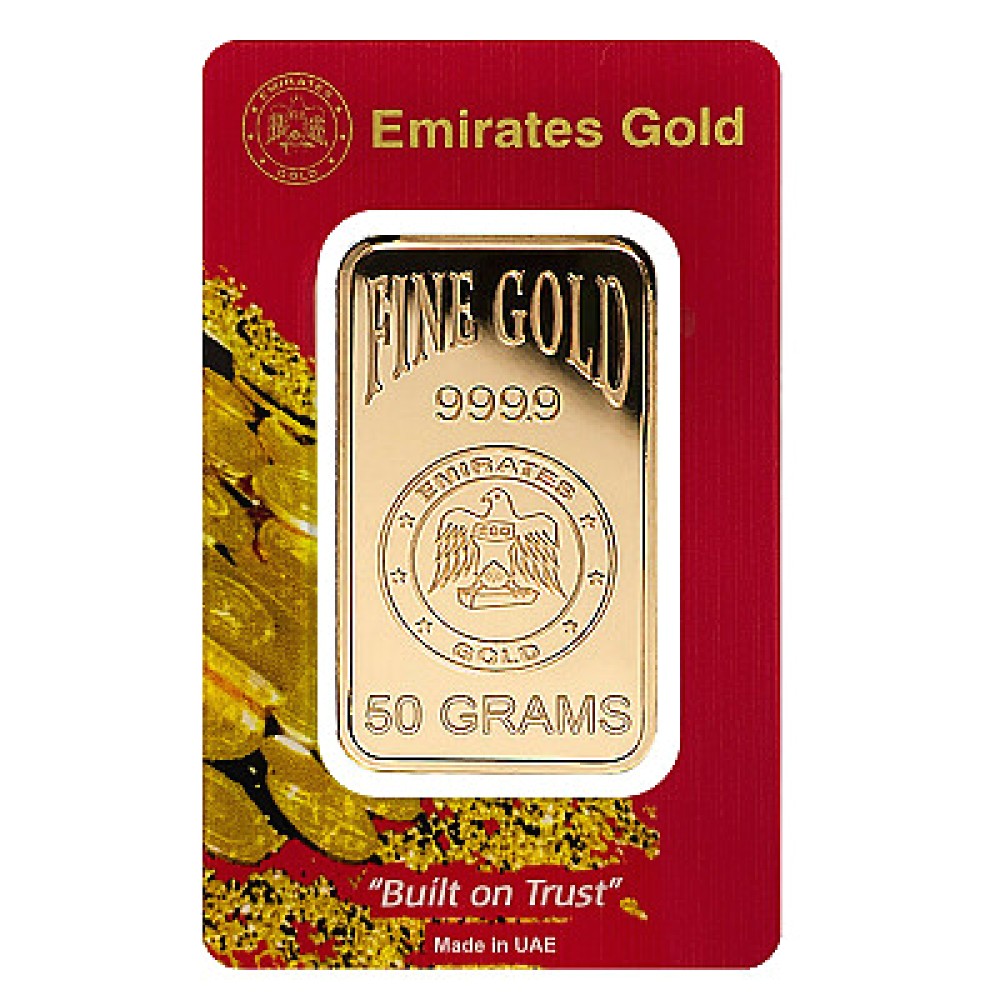 50 gram Fine Gold Bar 999.9 - Emirates Gold