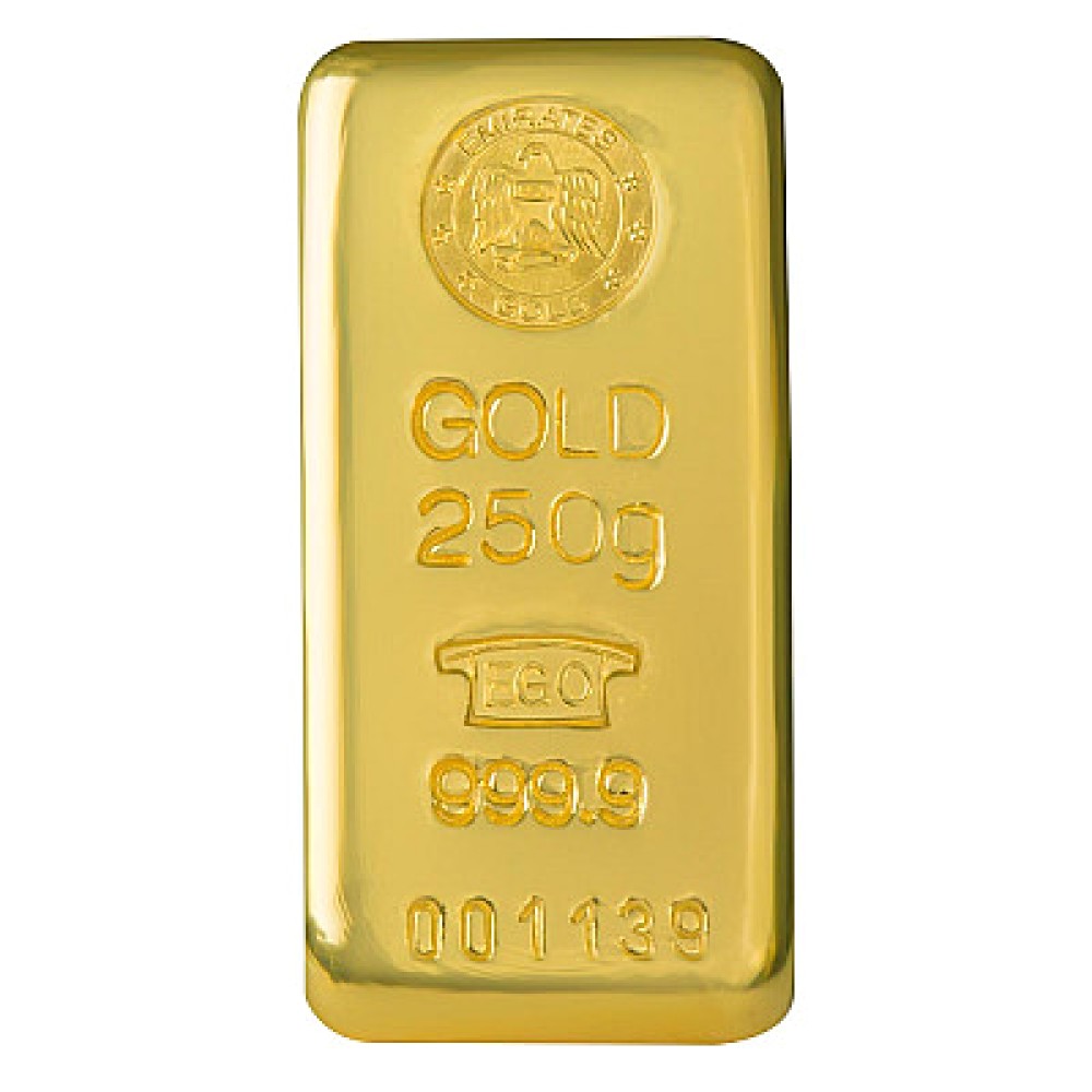 250 gram Fine Gold Bar 999.9 - Emirates Gold